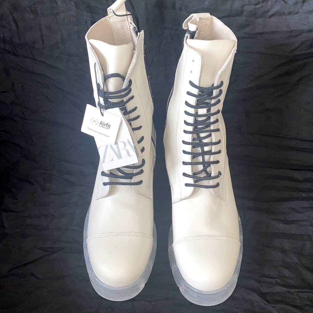 Zara white womens boots